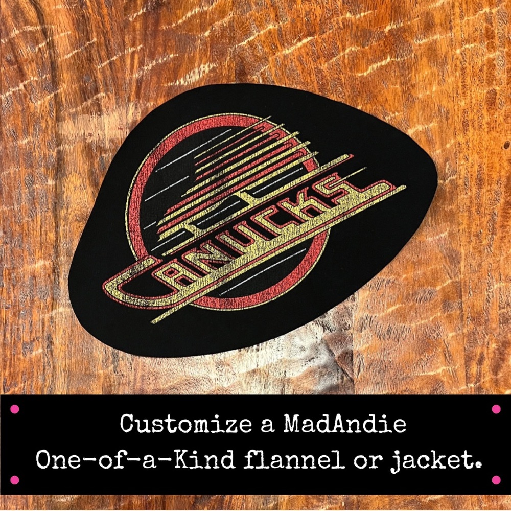 Vancouver Canucks Hockey One-of-a-Kind MadAndie Custom Unisex Shirt or Jacket - Picture 1 of 2